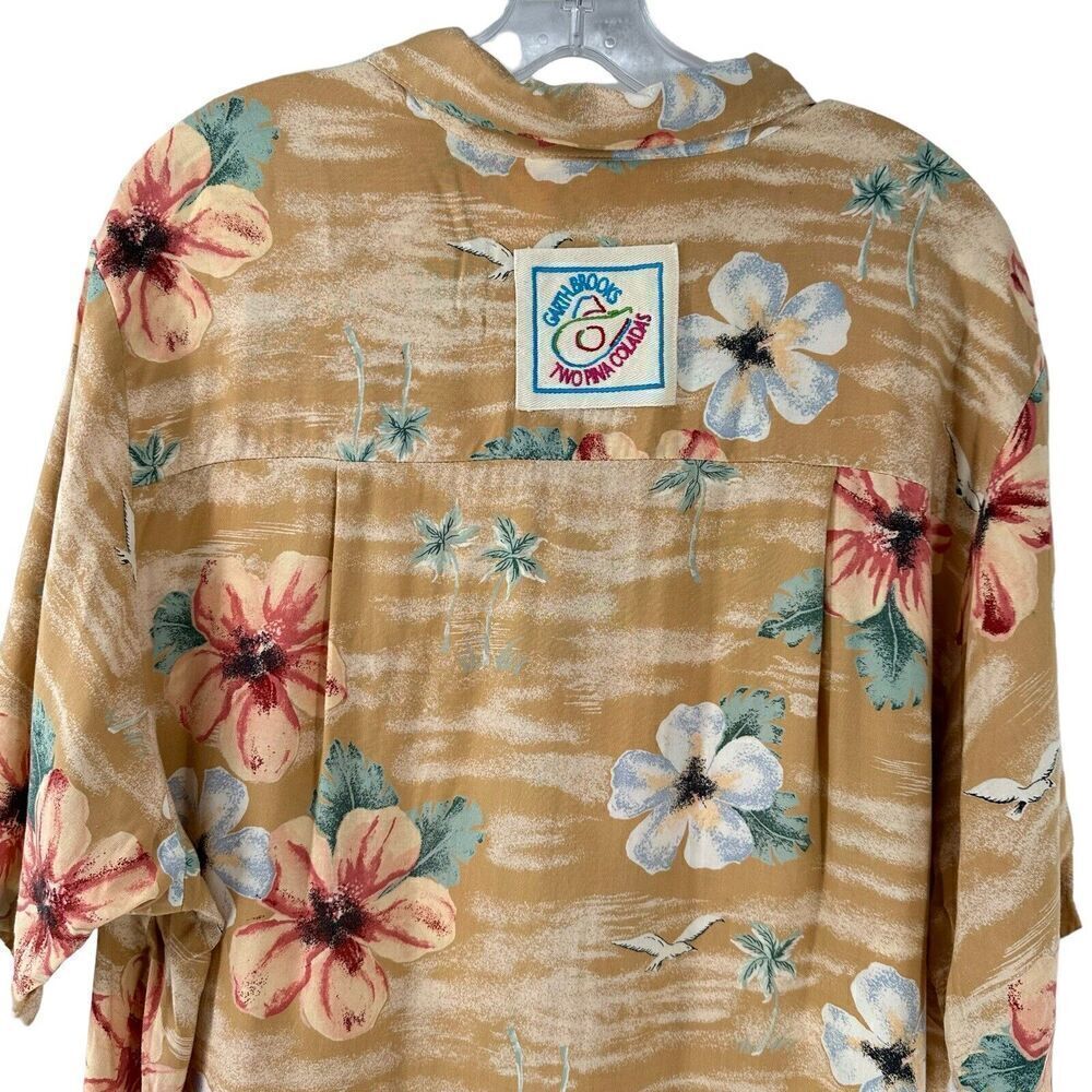 Garth Brooks Vintage 90s Hawaiian Shirt Two Pina Coladas Patch Size L Body Code